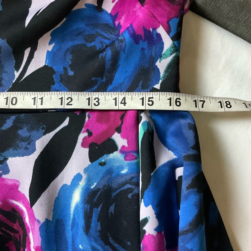 Katherine H Floral Fit & Flare Dress Petite 12 NWT Pink Blue Sleeveless - Picture 5 of 10